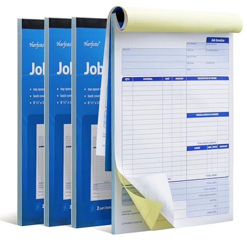 Harfesto Arbeitsauftragsformulare, großes Rechnungsbuch für Bauunternehmer, Rechnungsbeleg für kleine Unternehmen, 2-teilig, selbstdurchschreibend, 21,6 x 29,5 cm, 200 Sets (4 Bücher)