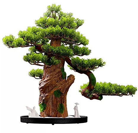 luckxuan Künstlicher Bonsai Chinesische Simulation künstlicher Bonsai-Baum, gefälschte grüne Pflanze, Desktop-Display, Hotel Villa Home Zen Topfpflanzen, grün Kunstbonsai