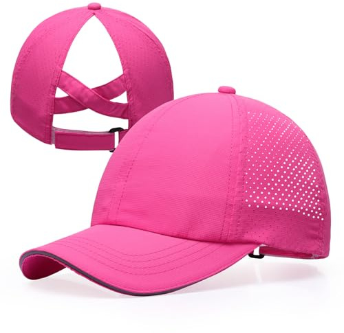 Girls Criss Cross Ponytail Hat Mesh Baseball Cap Kids Quick Dry Ponycap Hats Outdoor Summer Sports Hat Age 7-12
