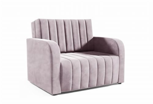 LIKMA 2 Sitzer Sofa mit Schlaffunktion Otto 135 x 90 x 100 cm Velvet Schlafcouch - Moderne Wohnzimmer Couch - Sofa mit Bettfunktion - Schlafsofa Farbe: Schmutziges Rosa, Stoff: Jasmine 61