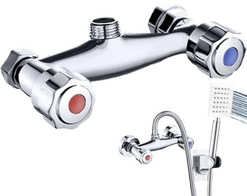 Mélangeur de douche baignoire, robinet d'eau chaude et froide | Mélangeur de douche Robinet de salle de bain double commande | Robinet mélangeur avec bobine en cuivre à double contrôle pour maison