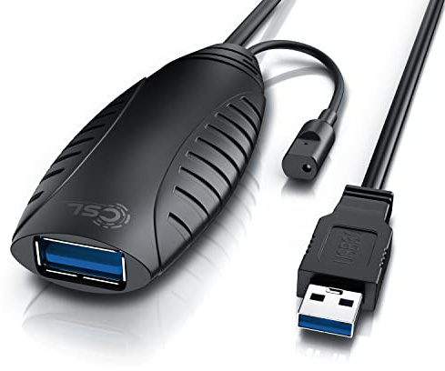 CSL Cavo ripetitore USB Prolunga USB 3.2 Gen1 da 10m Metri Extention Cable Attivo con ingresso per alimentatore esterno Amplificatore del Segnale Ripetitore compatibile con USB 2.0, USB 3.0, USB 3.1