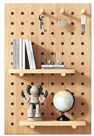 CVERTHAF Panneau perforé en Bois, Panneau perforé Mural, Panneau perforé, Panneau perforé en Bois, Panneau perforé pour Garage, Organisateur Mural, kit de Panneau perforé, Accessoires d'installation