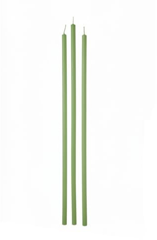 Lot de 12 bougies tige diamètre 0,9 cm hauteur 37 cm - Couleur vert mousse - Durée 3 heures - Cereria Di Giorgio