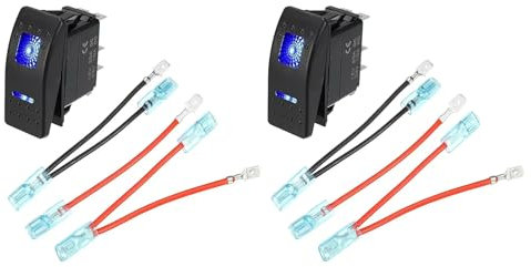 Marine-Wippschalter, 12 V, 20 A, Lichtschalter, blaues LED-Licht, 5-polig, 2 Positionen, Kippschalter, 2 Stück