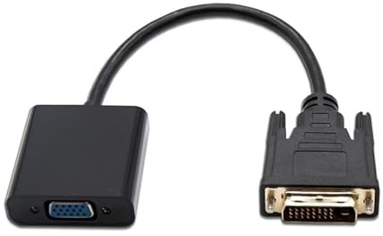 Glowster Convertisseur DVI 24+1 vers VGA HDB15, 10 cm, noir, idéal pour connecter des appareils avec sortie DVI à des moniteurs avec entrée VGA.