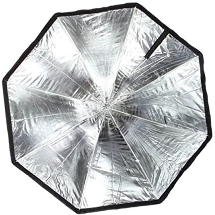 LALAFINA Softbox Ottagonale in Nailon Argento per Flash Esterno e Luci Video, Luce Regolabile, Montaggio Rapido, per Fotografia All'aperto
