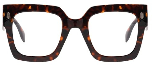 Generisch Übergroße Quadratische Rahmen Lesebrille für Damen, Stylisch Große Anti Blaulicht Lesehilfen, Gross Computerler gegen Augenermüdung