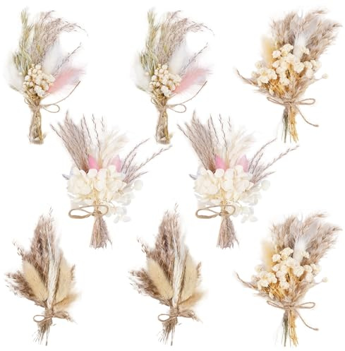 Porfoyo 8 Bündel Trockenblumenstrauß Klein, Mini Trockenblumen Zum Basteln, Getrocknete Blumen Boho Getrocknete Blumenstrauss Mini Blumenstrauß Für Hochzeitsdekoration, DIY Handwerk, Bilderrahmen
