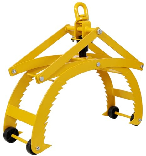 Automatic Grip and Release Log Tongs, 360° Swivel Lifting Tongs with 4 Claws 21 Open, 3300 LBS Load Capacity, Fit For Forklift, ATV, Tractor, Yellow (21 Open)