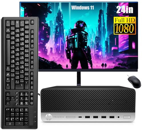 HP ProDesk 600 G3 SFF - Ordenador de sobremesa con monitor de 24 pulgadas, Intel Core i5-7500, 16 GB de RAM, 512 GB SSD, WiFi, Bluetooth, teclado EE.UU., Windows 11 Pro (reacondicionado)