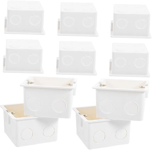 WOONEKY 10 piezas Unidades Cajas Empalmes Empotradas PVC Resistentes Montaje Pared Estándar Tipo Enchufes Interruptores Ocultos Electricistas Color Aleatorio Color Aleatorio
