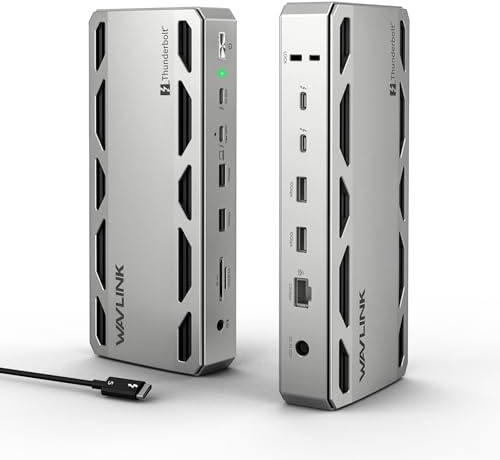 WAVLINK Intel Certified Thunderbolt 5 Dock, 12-in-1 TB5 Docking Station with 120Gbps Max Transfer, 140W PD, 2.5G Ethernet, 4x USB-A 3.2 Gen 2, SD4.0, for Windows 11/Mac OS 14.6 or later TB5/4 Laptops | 120Gbps Max Transfer, 140W PD IN, 2.5G Ethernet, 4x USB-A 3.2 Gen 2, SD4.0, for Windows 11/Mac OS 14.6 or later TB5/4 Laptops