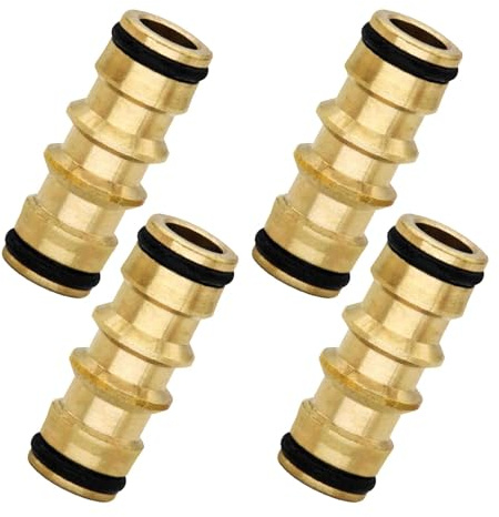 Livawnd Brass Double Male Hose Pipe Connectors Extender Garden Hose Pipe Tube Connectors for Extending Two Female Garden Hose Pipe Tube Ends (4 Sets)
