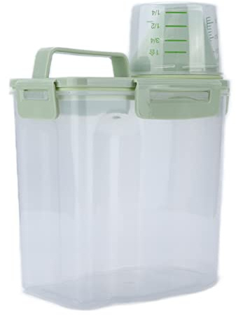 Pssopp Contenedor de Comida para Mascotas, Tanque Impermeable de Almacenamiento de Comida para Perros con Taza Medidora, Capacidad de 1,5 L para Viajes y Uso Al Aire Libre