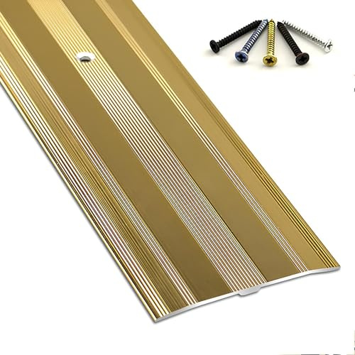 Küche Übergangsleiste 6 Cm Breite Aluminium Übergangsschiene Zum Schrauben Wasserdicht Abdeckleiste Für Fliesen Übergangsprofil(Gold,6x95cm)