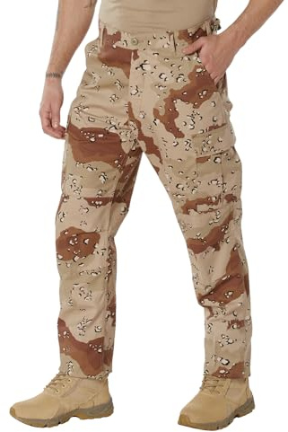 Rothco Tactical BDU Pants – Rugged Cargo Outdoor Hiking EDC Work Uniform, 6-Color Desert Camo, XL
