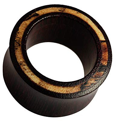 CHICNET Holz Flesh Tunnel Inlay Tamarinden Holz braun hell Plug Organic Ohrschmuck Ohrstecker Ohrringe 16 mm