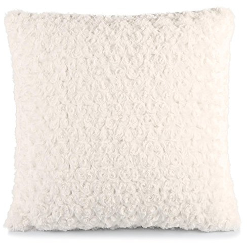 CelinaTex Rose Dekokissen 45 x 45 cm weiß mit Füllung Plüsch Sofakissen Kuschelkissen Zierkissen