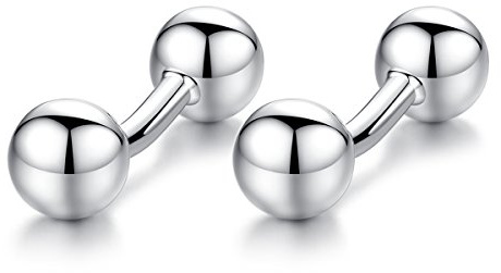 Honey Bear Runde Perlen Manschettenknöpfe - Edelstahl für Herrenhemd Hochzeit Business-Geschenk (Silber)