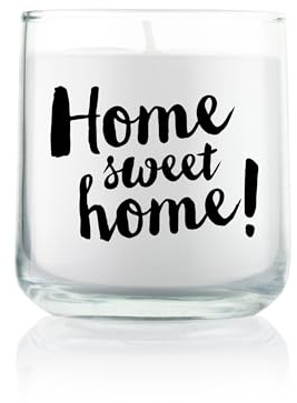 FEEL GOOD CANDLE - Scented candle in glass - candle with motif as a gift for women and for decoration (home sweet home, sandalwood)