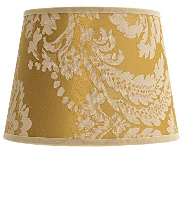 Lampenschirm E14 Ø19,5cm aus Stoff gold-braun floral Blumenmuster konisch für Tischlampen Vintage Look Ersatzschirm für Nachttischlampen