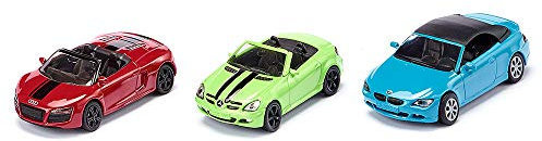 siku 6314, Cabrio Set 3-tlg, Metall/Kunststoff, Rot/Grün/Blau, Mit abnehmbarem Dach, Kombinierbar mit siku Modellen im gleichen Maßstab