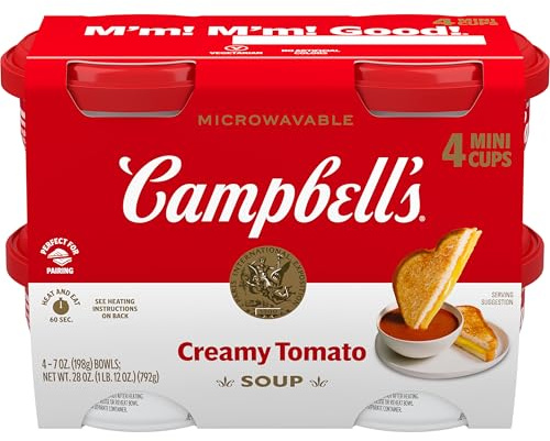 Campbell's Lot de 4 soupes crémeuses à la tomate - 200 ml - Passent au micro-ondes