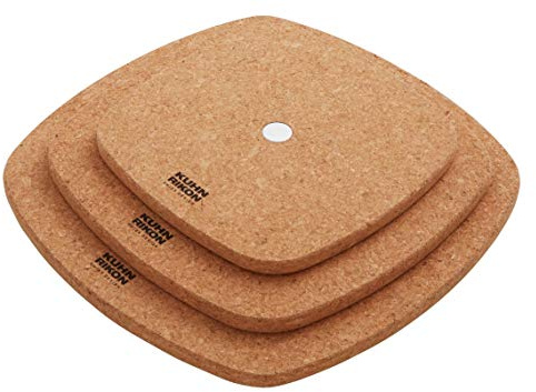 KUHN RIKON Smart & Compact Set salvamanteles de Corcho 3 pzs 16 cm/20 cm/24 cm, magnética