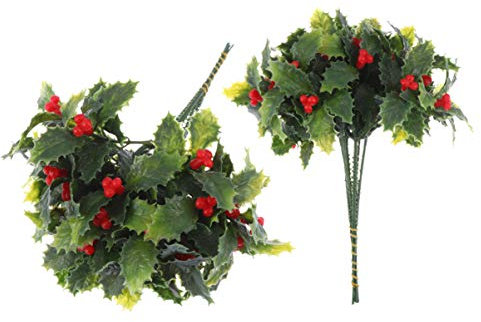 VALICLUD 12pcs Christmas Picks Artificial Christmas Pine Picks Red Berry s Stems Spray Holly Leaves for Floral Arrangement Wreath Winter Decor