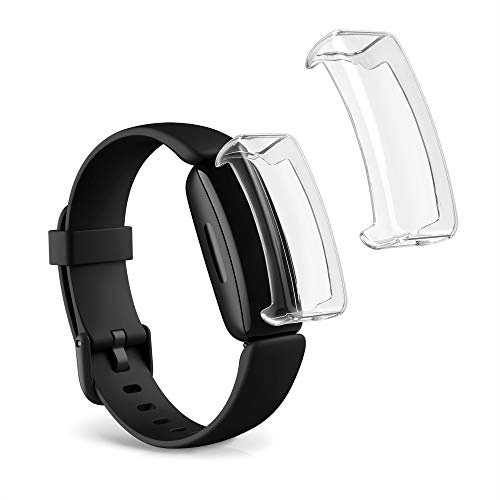 kwmobile 2x Cover with Screen Protector for Fitbit Inspire 3 / Inspire 2 / Ace 3 Case - TPU Silicone Fitness Tracker Cover Set - Transparent