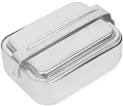 Flytise Outdoor Mess Tin Kit di pentole da campeggio in alluminio con coperchio
