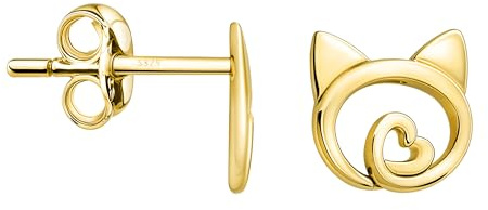 SOFIA MILANI - Damen Ohrringe 925 Silber - Katzen Herz Ohrstecker