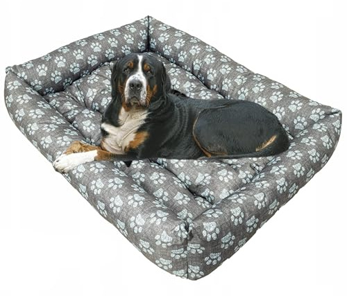 Grand Filippo Hundebett Wasserdicht - Hundebetten für Kleine und Große Hunde - Hunde Bett rutschfeste Unterseite - Hundekorb - Hundekörbchen 120x90x20 Blaue Pfote