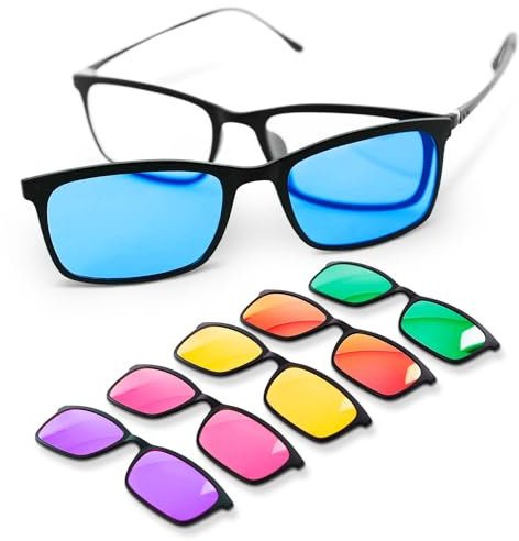 ARTZT neuro Farbbrillen Set | Farbtherapiebrille mit 6 komfortable Farbbrille für Farbtherapie | Neuroathletik Lichttherapiebrille 100% UV-Schutz Mehrfarbig, OneSize