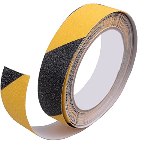 Antirutsch Klebeband Gelb Schwarz 5m x 20 mm, Rutschfestes Sicherheitsklebeband für Treppenstufen, Anti Rutsch Tape mit Antirutschbelag Schwarz Gelb