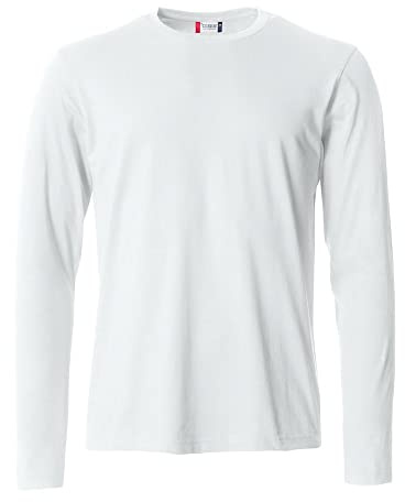 CLIQUE T-shirt basique à manches longues pour homme, Blanc, S