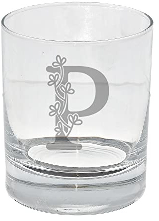 Verre à whisky personnalisé avec monogramme gravé avec nom gravé - Cadeau d'anniversaire pour elle ou lui - Cadeau personnalisé pour elle ou lui - Verre à whisky gravé avec initiale