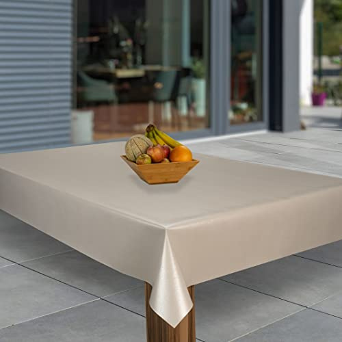 laro Wachstuch-Tischdecke, Lederoptik Beige Hell, 130x160 cm | Abwaschbar, PVC, Wasserabweisend, Eckig, Meterware