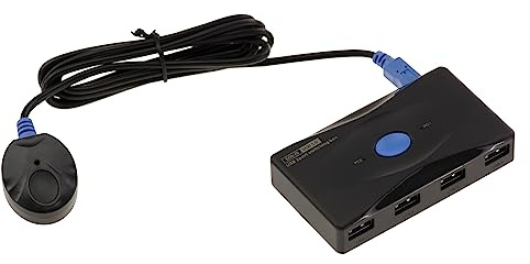 KALEA-INFORMATIQUE Boitier de partage Switch USB3 pour relier 4 périphériques USB 3.0 a deux PC ou MAC différents avec commande a distance. | Commutateur USB 3.0 permettant de partager quatre périphériques USB entre deux PC ou Mac, avec commande à distance.