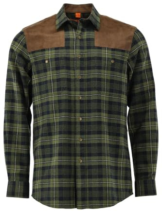 TOM COLLINS Herren Hemd Langarm Jagdhemd mit Haifischkragen Folohu, Größe:43/44, Farbe:trachtengrün