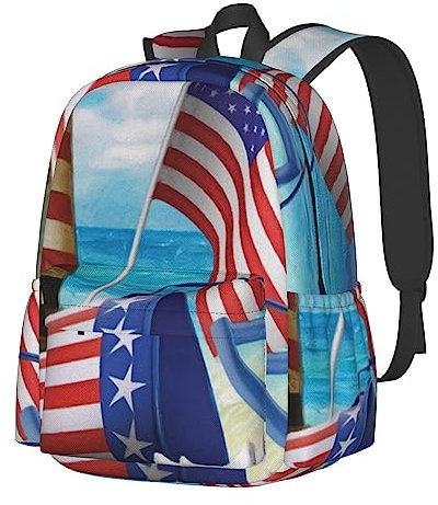 VACSAX Sea to Shining Sea Patriotischer Druck Rucksack Laptop Rucksack für Männer Frauen Sport Rucksack Casual Daypack, Schwarz , One size