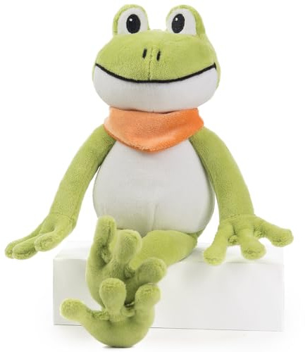 Schaffer 5732 - Plüsch Frosch Quark - Kuscheltier - Größe (M) 28 cm | Extra weich - Waschbar bei 30 °C - DIN EN 71 geprüft - Ab Geburt geeignet - Hochwertige Verarbeitung