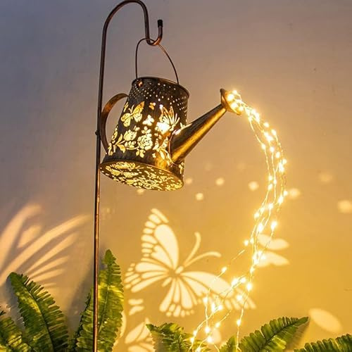 Asslye Lámpara solar de regadera, lámparas solares LED para exterior jardín con gancho de pastor, lámparas solares impermeables para jardín, patio, camino, balcón, terraza