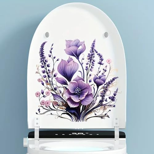 Autocollant élégant pour abattant de toilettes, feuilles de fleurs, feuilles, oiseaux, étanche, pour abattant de toilettes, réservoir de réservoir, autocollant mural pour salle de bain