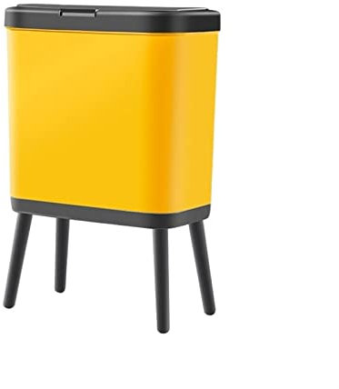 xiuling4568 bidone della spazzatura Pattumiera da cucina con piede alto da 15 litri Pattumiera da bagno in plastica tipo pressa creativa con coperchio Adatto per cucina e camera da letto(Yellow)