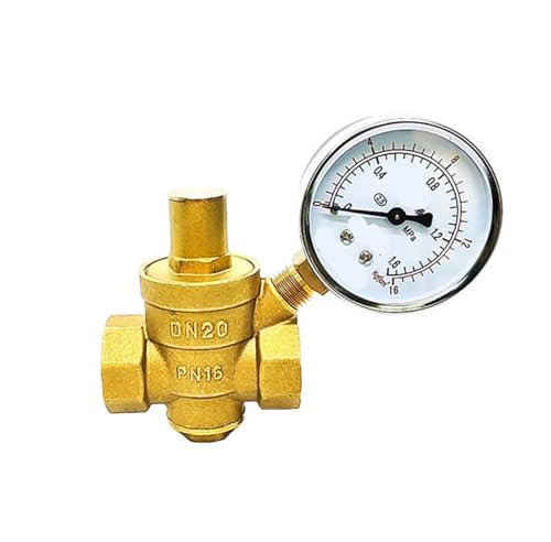 EKalgretrA Druckminderer Wasser Einstellbare Wasser Reduzierung Ventil Innengewinde Messing Druckmesser Regler Ventile Mit Manometer(1,Valve with Gauge)