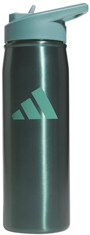 adidas 600 ML (20 oz) Straw Top Metal Water Bottle, Hot/Cold Double-Walled Insulated 18/8 Stainless Steel, Preloved Teal Green/Powder Teal Green, One size