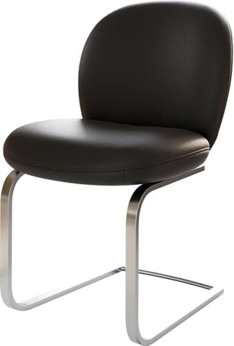 Schwingstuhl Nube-Flex Freischwinger flach Edelstahl Echt-Leder Schwarz Taschenfederkern