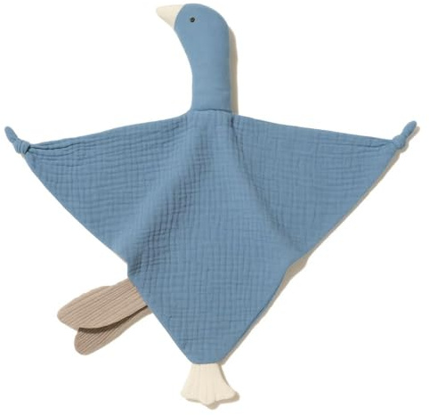 Bambelino Kuscheltier Ente Bio-Baumwolle - Baby Stofftier ab 0 Monate - Schadstoffgeprüft CE-Zertifiziert - Geschenk zur Geburt Erstausstattung - 3 Farben (Blau)